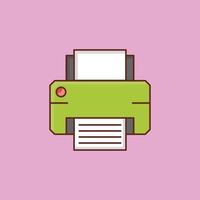 Ilustración de vector de impresora sobre un fondo. símbolos de primera calidad. icono de color plano de línea vectorial para concepto y diseño gráfico.