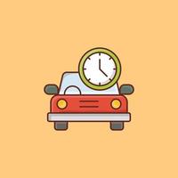 Ilustración de vector de tiempo de coche sobre un fondo. símbolos de primera calidad. icono de color plano de línea vectorial para concepto y diseño gráfico.