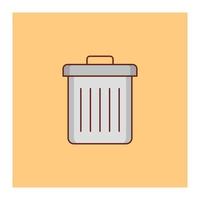 Ilustración de vector de cubo de basura sobre un fondo. símbolos de primera calidad. icono de color plano de línea vectorial para concepto y diseño gráfico.