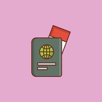 Ilustración de vector de pasaporte sobre un fondo. símbolos de primera calidad. icono de color plano de línea vectorial para concepto y diseño gráfico.