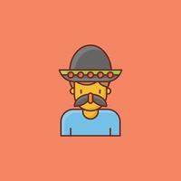 Ilustración de vector de hombre sobre un fondo. símbolos de primera calidad. icono de color plano de línea vectorial para concepto y diseño gráfico.