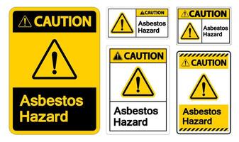 Precaución signo de símbolo de peligro de asbesto sobre fondo blanco. vector