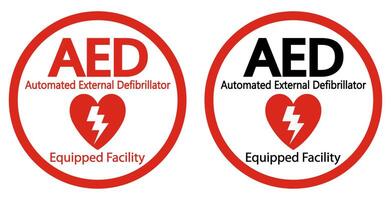 etiqueta de signo de símbolo aed sobre fondo blanco vector