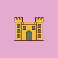 Ilustración de vector de castillo sobre un fondo. símbolos de primera calidad. icono de color plano de línea vectorial para concepto y diseño gráfico.