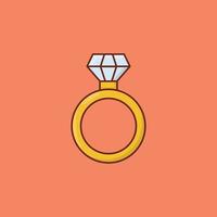 Ilustración de vector de anillo sobre un fondo. símbolos de primera calidad. icono de color plano de línea vectorial para concepto y diseño gráfico.