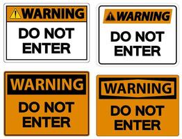 Warning Do Not Enter Symbol On White Background vector