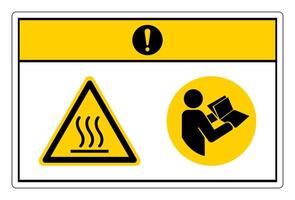 Caution Hot Surface Refer Instruction Manual Booklet Symbol Sign On White Background vector