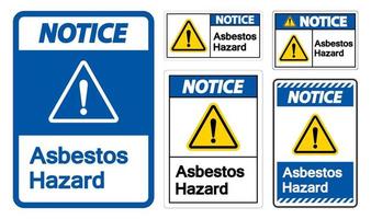 Notice Asbestos Hazard Symbol Sign On White Background vector