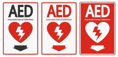 etiqueta de signo de símbolo aed sobre fondo blanco vector