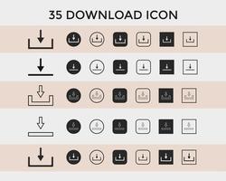 conjunto de vector de icono de descarga sobre fondo blanco