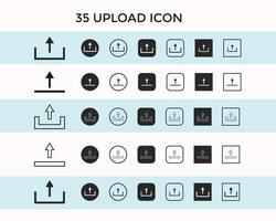 Set of upload icon vector on white background