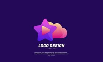 stock vector abstract creative cloud and star for company and business gradient color design template