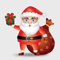 cute santa clause with a sack of gifts vector illustration