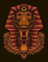 ilustración rey egipto cabeza de mono vector