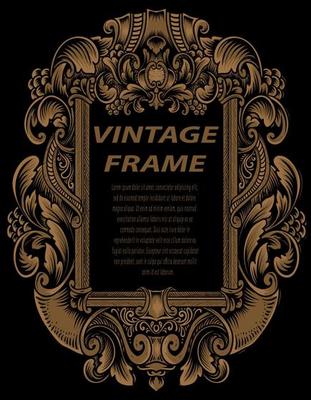 Vintage frames in baroque antique style. engraving retro frames ornament.