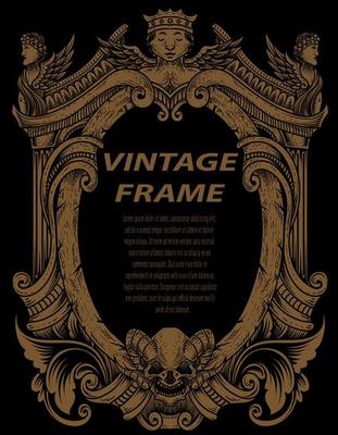 Vintage frames in baroque antique style. engraving retro frames ornament.