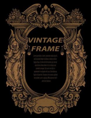 Vintage frames in baroque antique style. engraving retro frames ornament.