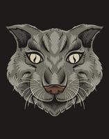 illustration cat head on black background vector