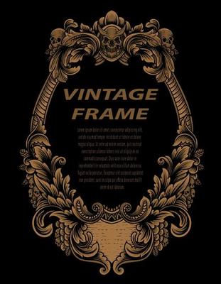 Vintage frames in baroque antique style. engraving retro frames ornament.