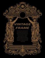 Vintage frames in baroque antique style. engraving retro frames ornament. vector