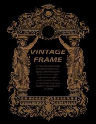 Vintage frames in baroque antique style. engraving retro frames ornament.