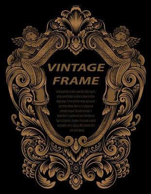 Vintage frames in baroque antique style. engraving retro frames ornament.