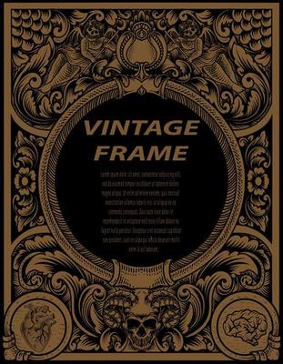 Vintage frames in baroque antique style. engraving retro frames ornament.