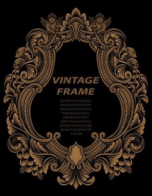 Vintage frames in baroque antique style. engraving retro frames ornament.