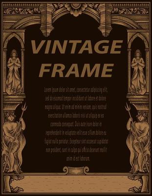 Vintage frames in baroque antique style. engraving retro frames ornament.