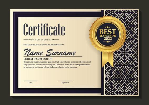 premium golden black certificate template design