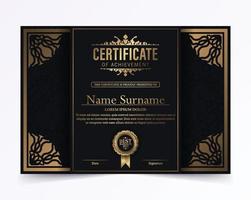 Luxury black and gold certificate with gold frame color vector