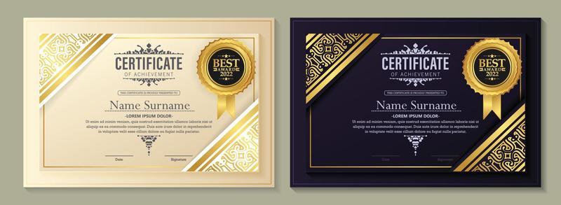 premium golden black certificate template design