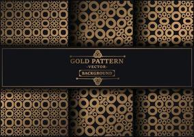 Collection gold and black seamless pattern background vector