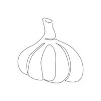 Continuous line drawing of whole healthy organic garlic for plantation logo identity. One line art of fresh cuisine seasoning concept for vegetable icon. Modern single line vector illustration