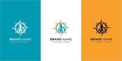 compass building logo design concept. navigation building logo design