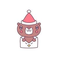 adorable oso con carta de amor celebra la ilustración de navidad. gráficos vectoriales para estampados de camisetas y otros usos. vector