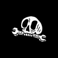 Cool skull head bite a wrench. illustration for t shirt, poster, logo, sticker, or apparel merchandise. vector