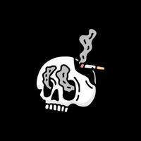 cráneo fresco con cigarrillo. ilustración para camisetas, afiches, logotipos, pegatinas o prendas de vestir. vector