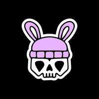 Skull with cute bunny hat. illustration for t shirt, poster, logo, sticker, or apparel merchandise. vector