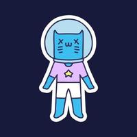 gato astronauta con expresión de muerte. ilustración para camisetas, afiches, logotipos, pegatinas o prendas de vestir. vector