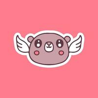 lindo oso con alas de ángel. ilustración para camisetas, afiches, logotipos, pegatinas o prendas de vestir. vector