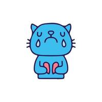 Cat cry and holding broken heart. illustration for t shirt, poster, logo, sticker, or apparel merchandise. vector