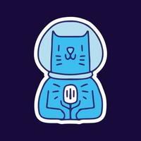 gato astronauta con micrófono. ilustración para camisetas, afiches, logotipos, pegatinas o prendas de vestir. vector