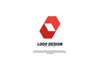 vector de stock idea creativa abstracta identidad de marca logotipo moderno para empresa o negocio color rojo con plantilla de diseño plano