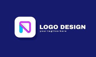 abstract letter N logo with gradient design concept of future and forward vector
