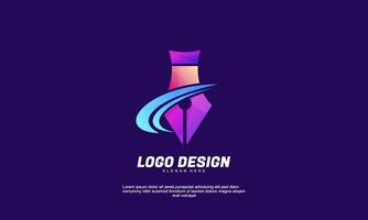 stock abstract creative idea pen logo for business or company with gradient colorful design template vector