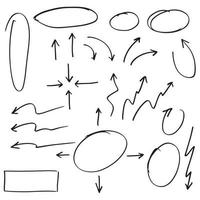 elemento de diseño de fideos. vector de líneas, flechas, círculos y curvas de fideos. elementos de diseño dibujados a mano aislados en fondo blanco para infografía.