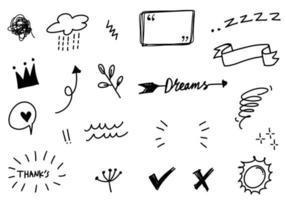 Hand drawn set doodle elements for concept design. vector illustration.