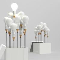 drawing idea pencil and light bulb concept outside the box as creative photo