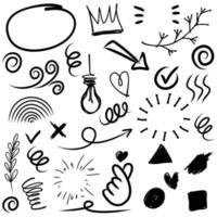 Hand drawn set doodle elements for concept design. vector illustration.